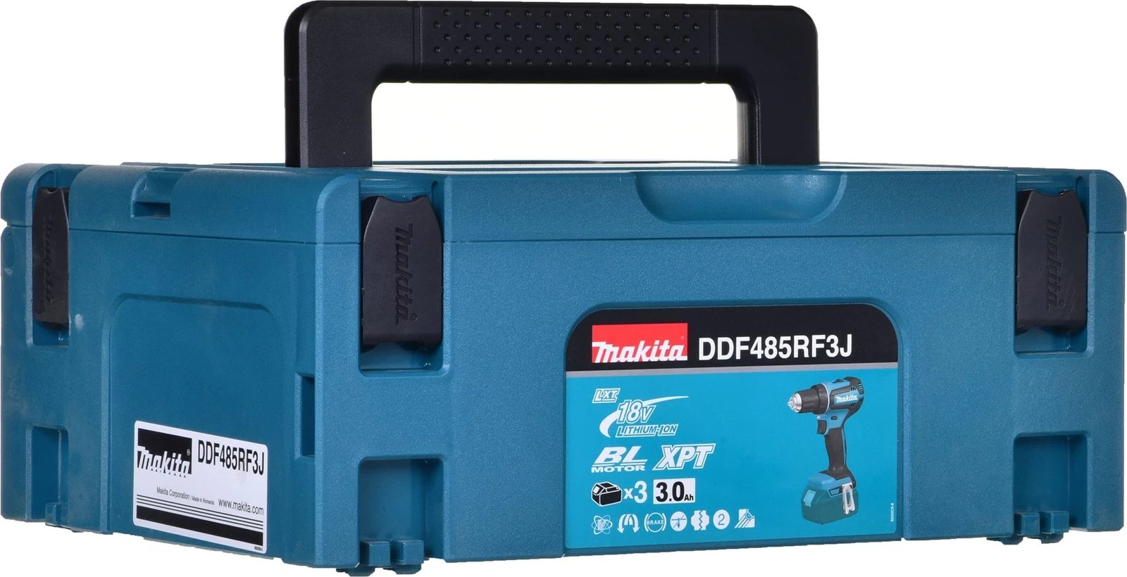 Makine vidash/shpimi pa kabllo MAKITA DDF485RF3J, 3x 18V 3Ah, e zezë