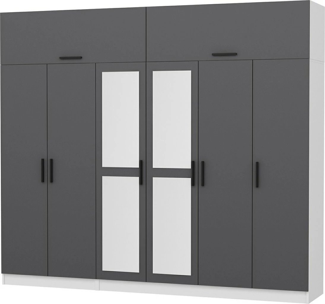 Dollap i madh për rroba, anthracite dhe i bardhë, Skye Decor, 270x235x52cm, 11 pjesë