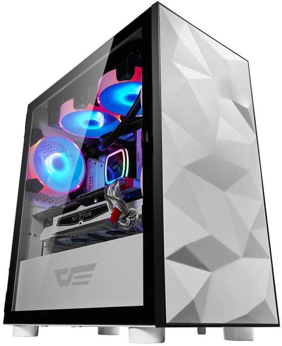 Kasë Darkflash DLM21, Mini Tower, xham i temperuar, pa ventilatorë, e bardhë