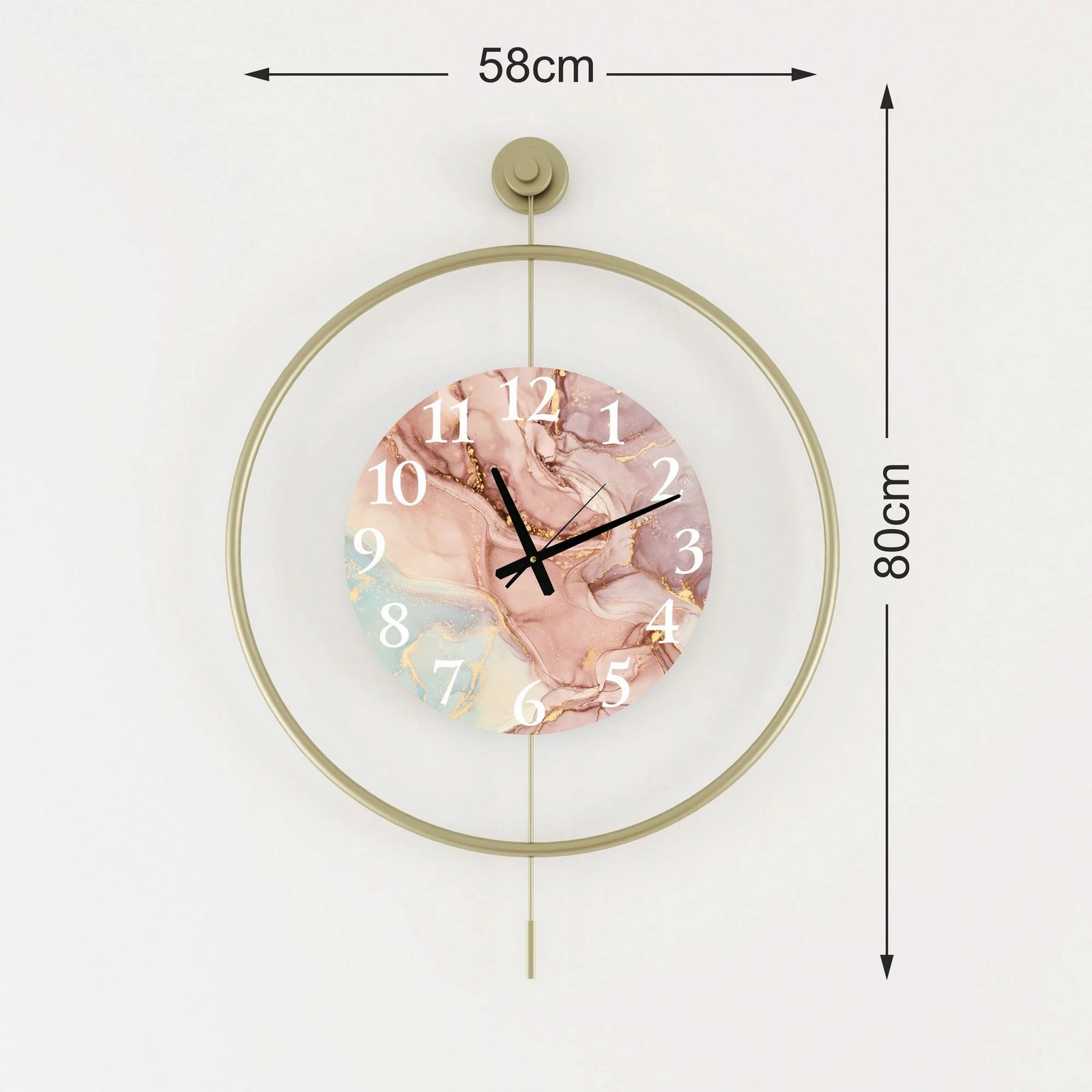 Orë muri dekorative metalike Wallity, Mclock-00116, ngjyrë ari