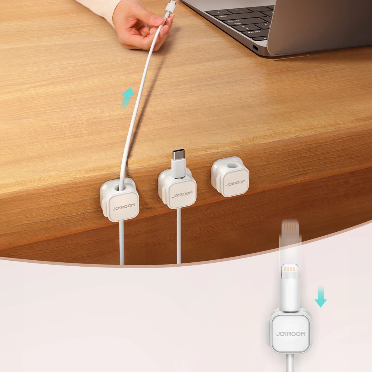 Organizues magnetik për kabllo Joyroom JR-ZS368, 6 copë, Bardhë
