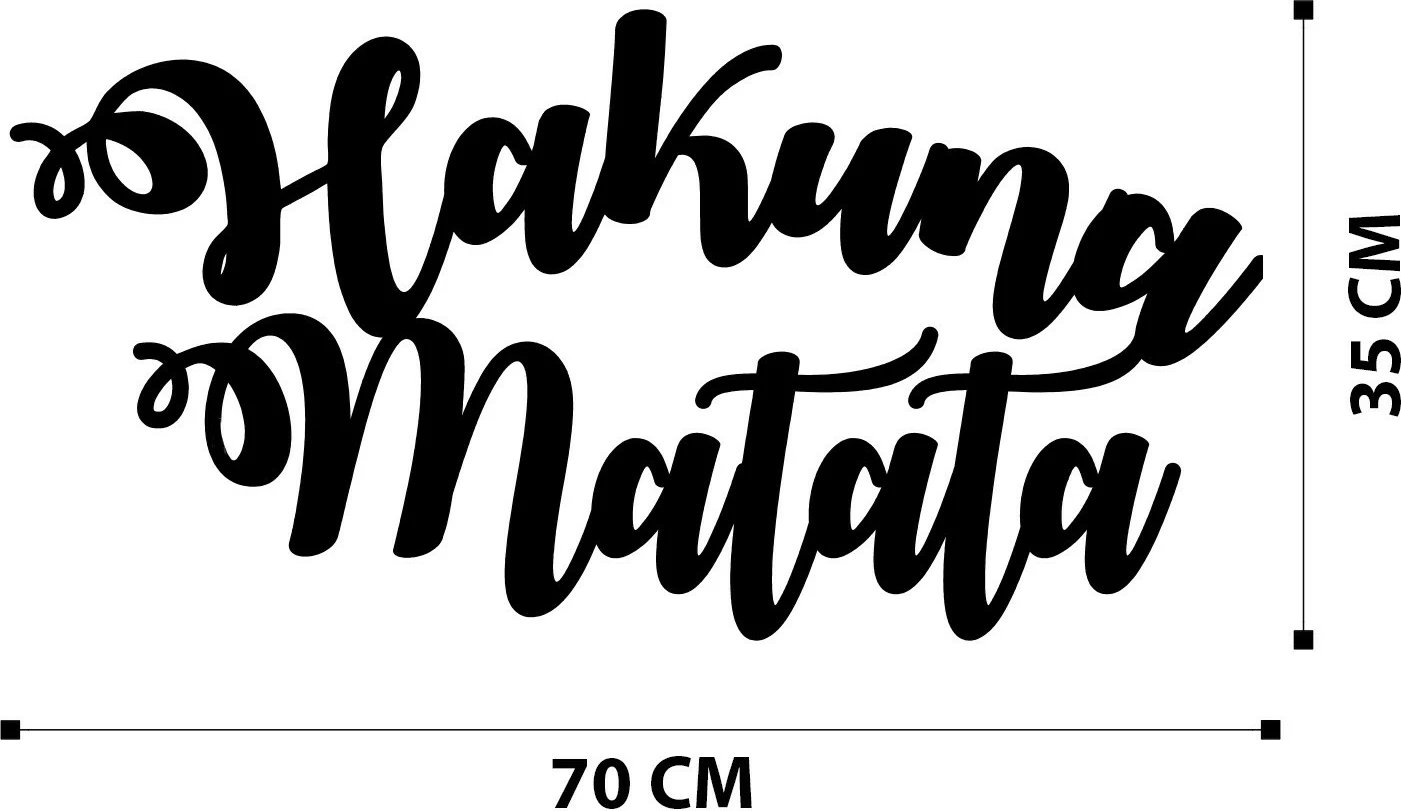 Aksesor dekorativ metalik për mur, Hakuna Matata, ngjyrë e zezë, 70x35cm