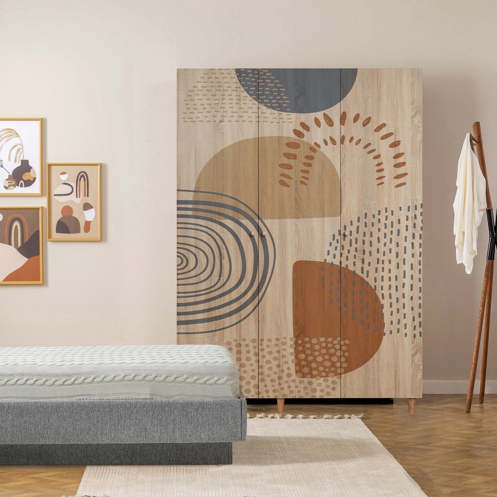 Dollap Lena 3, ngjyrë sonomo, Skye Decor, 135x192x52 cm