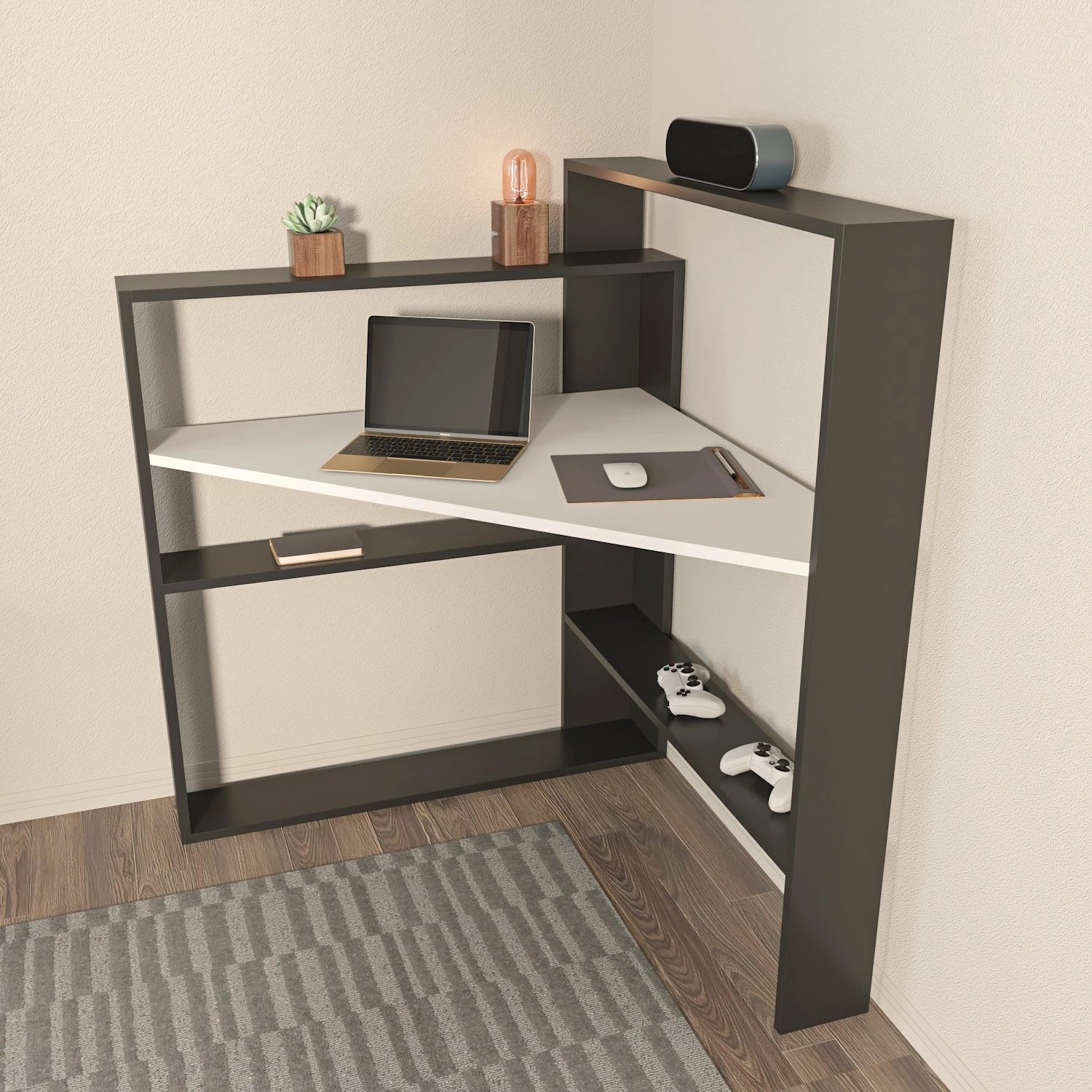 Tavolinë pune për studime Skye Decor, Kelly, e zezë dhe e bardhë