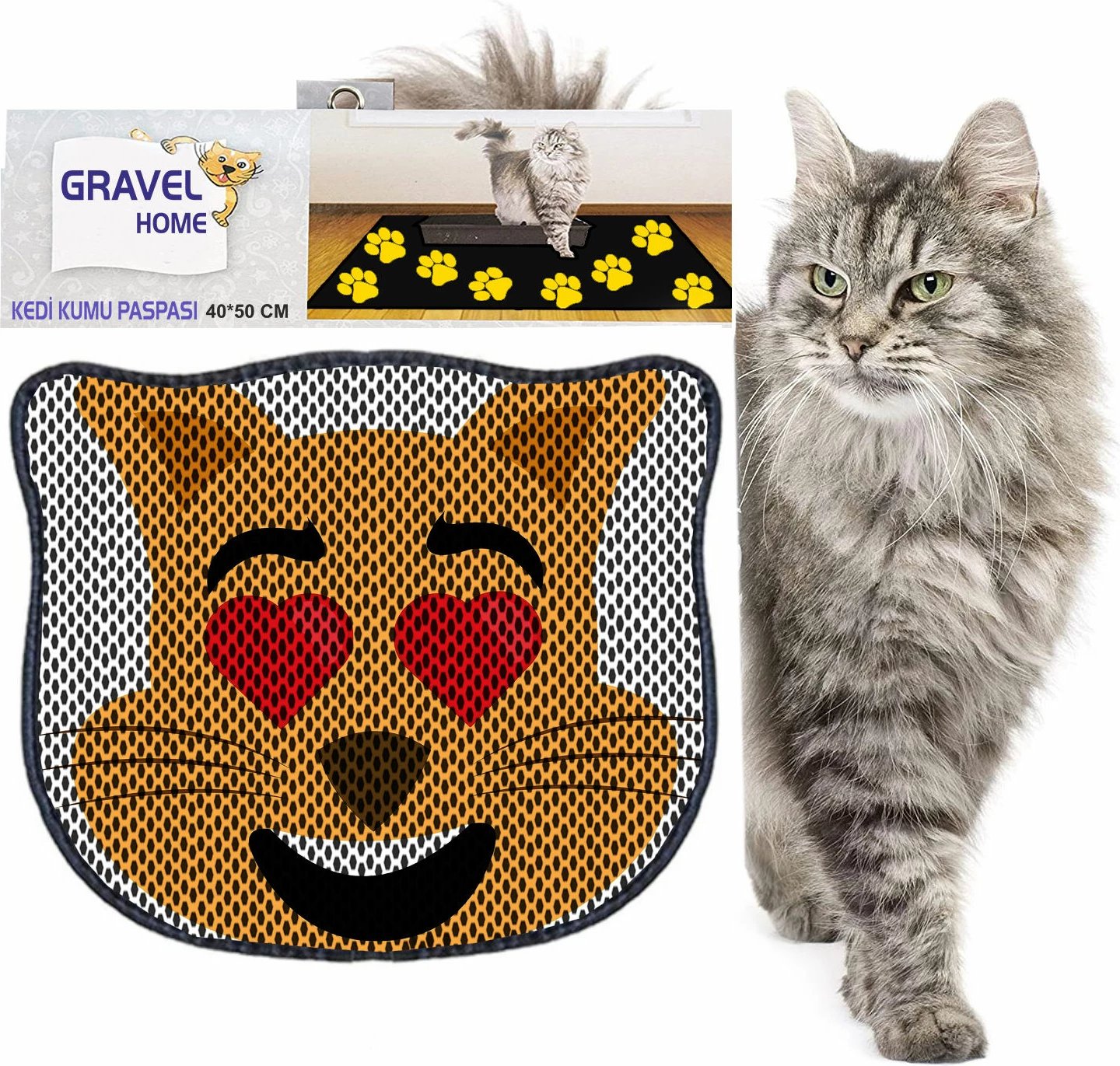Tapet për rërë maceje, Paws & Whiskers, Kdkafa0189, shumëngjyrësh