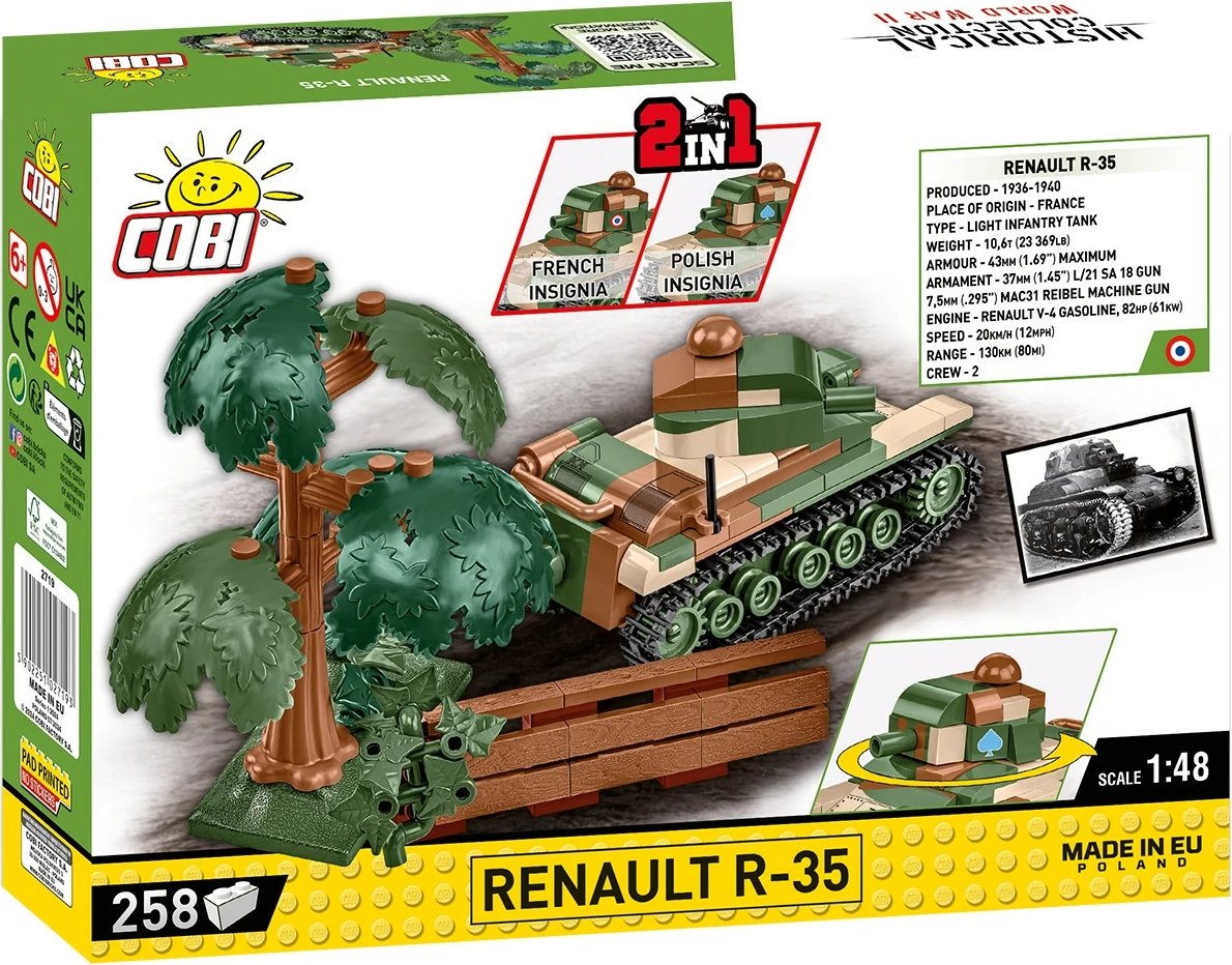 Set ndërtimi Cobi Klocki Renault R-35, 258 pjesë, plastikë