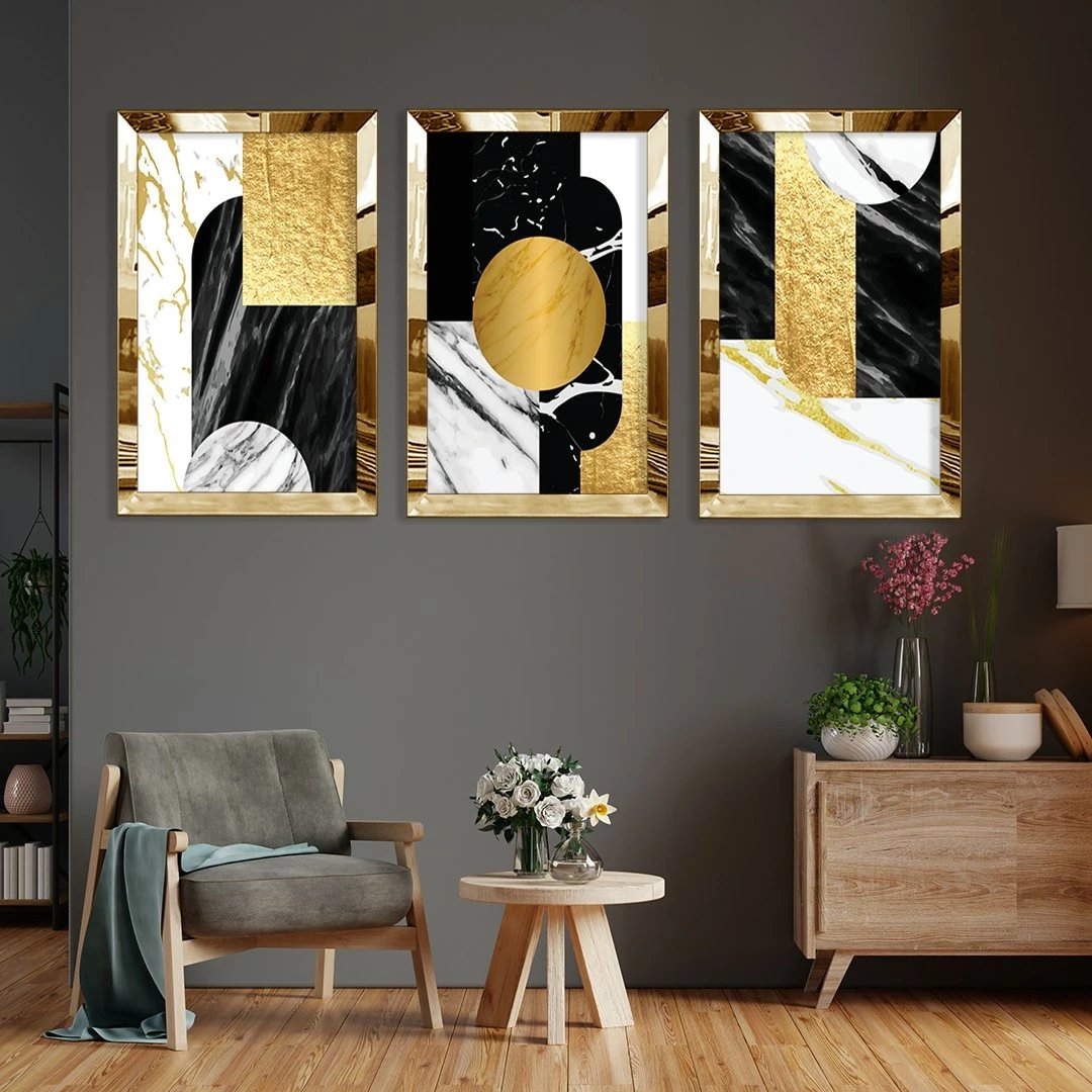 Pikturë dekorative MDF-Plexiglass (3 copë), Wallity, Huhu393, 50x70cm