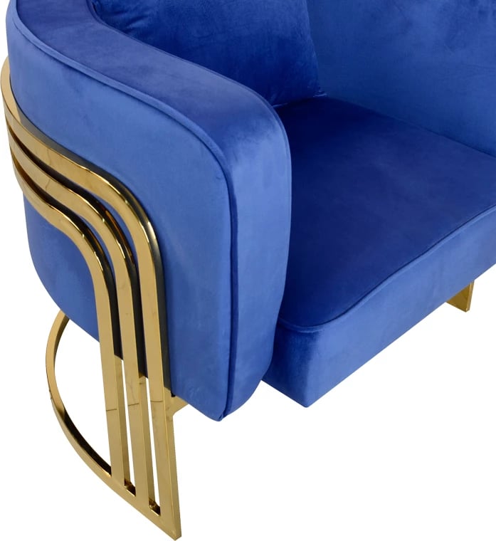 Karrige Roblu, metal ari dhe pëlhurë kadife blu, 72x77.4x70cm