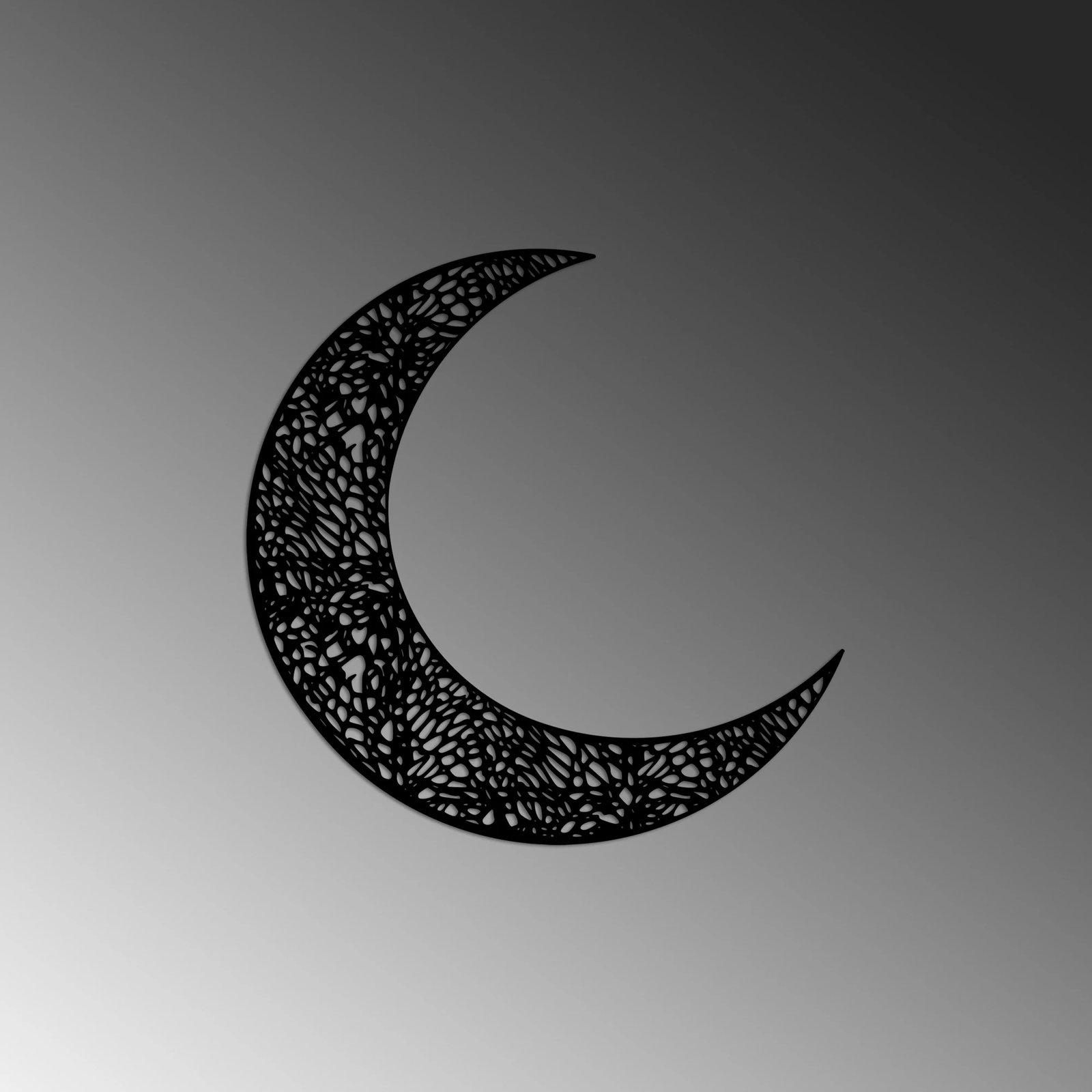 Aksesor dekorativ muri prej metali, gjysmëhëna 3, Wallity, ngjyrë e zezë, 49x49cm