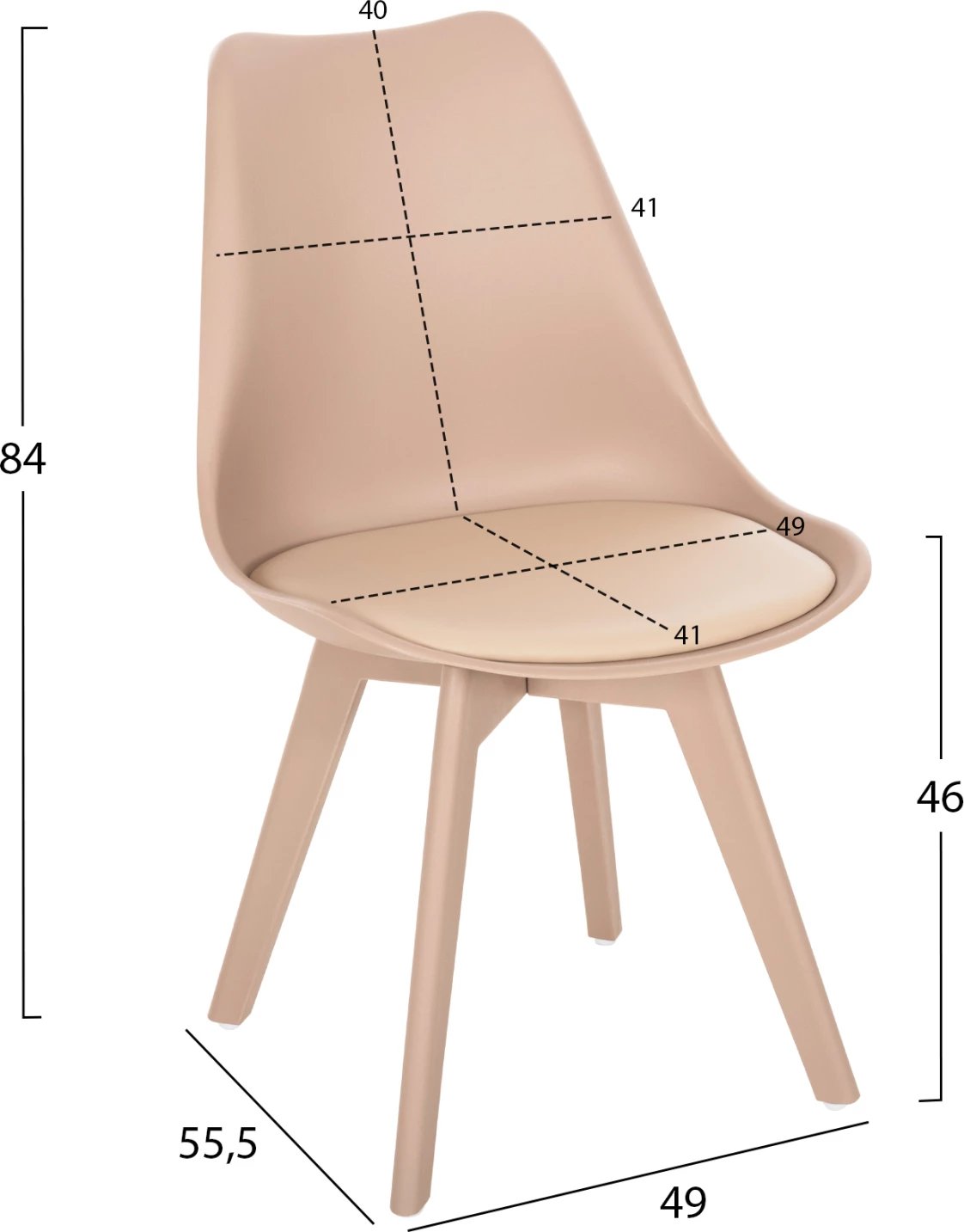 Karrige për ngrënie Vegas FH0033.45 me këmbë polipropileni dhe ndenjëse PP kapuçino 46x58x82 cm, set prej 4 copë