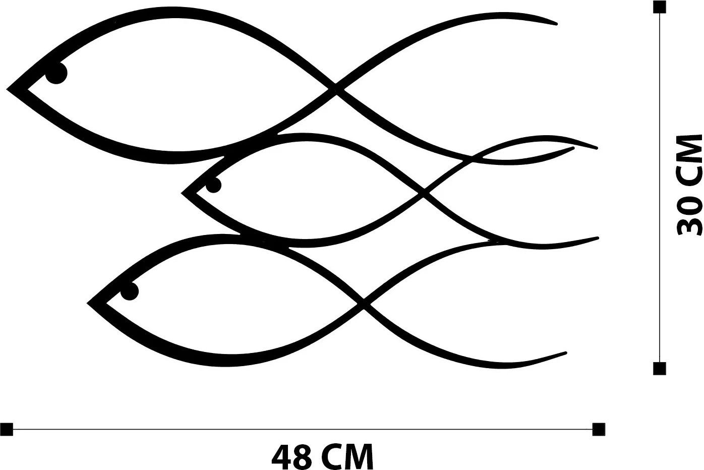Aksesor dekorativ metalik për mur, Wallity, peshk