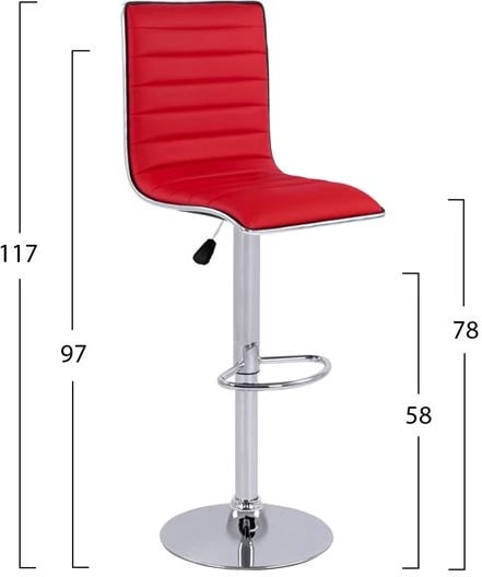 Karrige për bar Nexus me ngritje me gaz & PU e kuqe FH209.04 40x47.5x115cm, set prej 2 copë