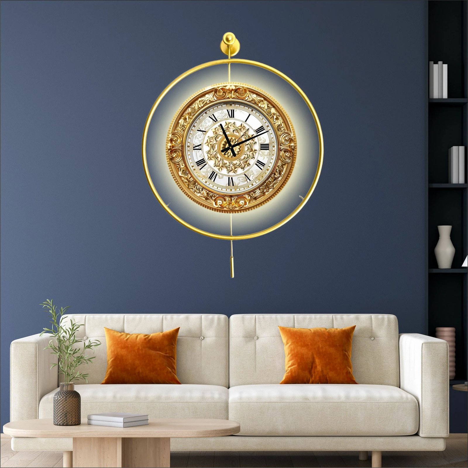 Orë muri dekorative prej metali, ngjyrë ari, Wallity Mclock-00135