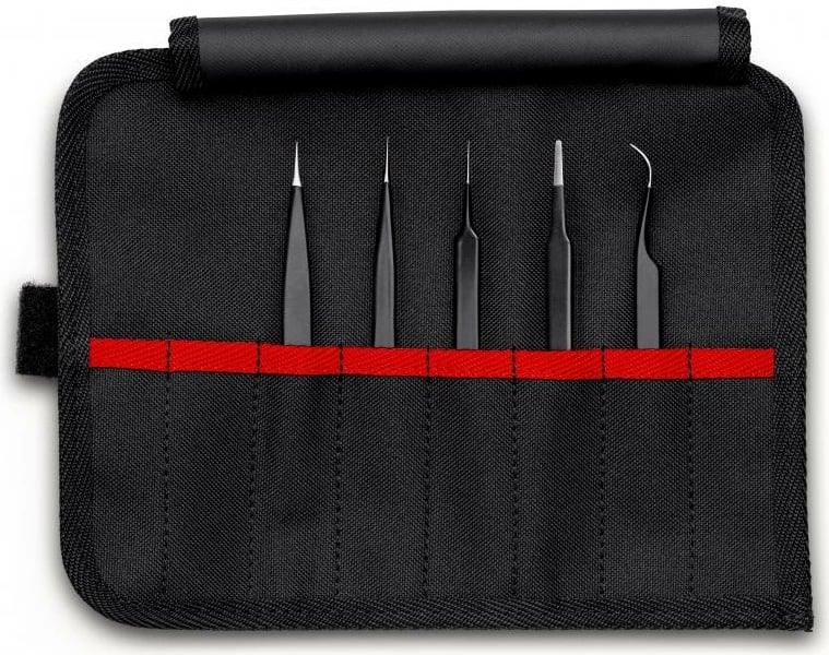 Set pincetash Knipex 92 00 01 ESD, çelik inox, 5 copë, e zezë