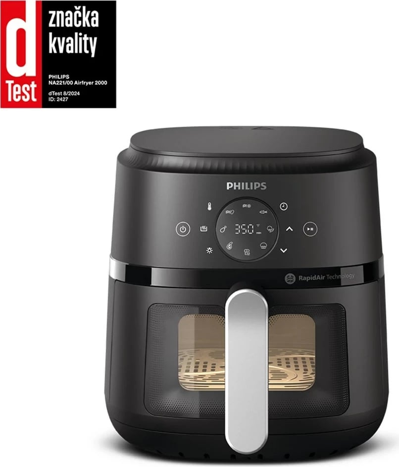 Fritezë me ajër Philips NA221/00, 4.2 L, 1500 W, e zezë/argjendtë