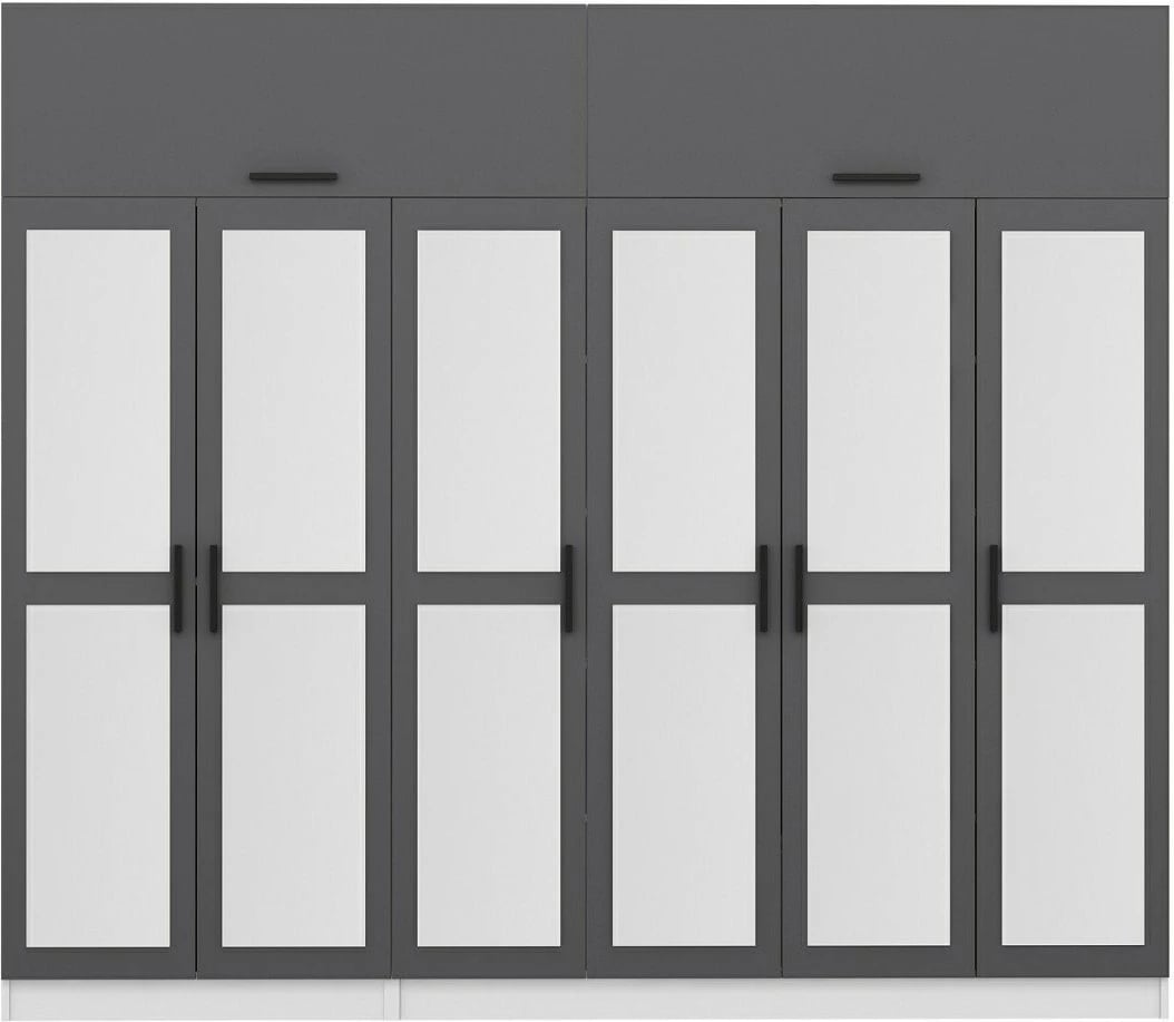 Dollap garderobe Skye Decor, antracit dhe i bardhë, 270x235x52cm, 11 pjesë