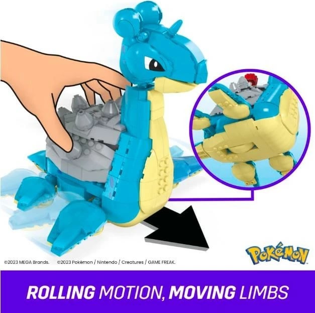 Set ndërtimi Mega Bloks Pokémon Lapras HKT26, 527 pjesë, plastikë, blu