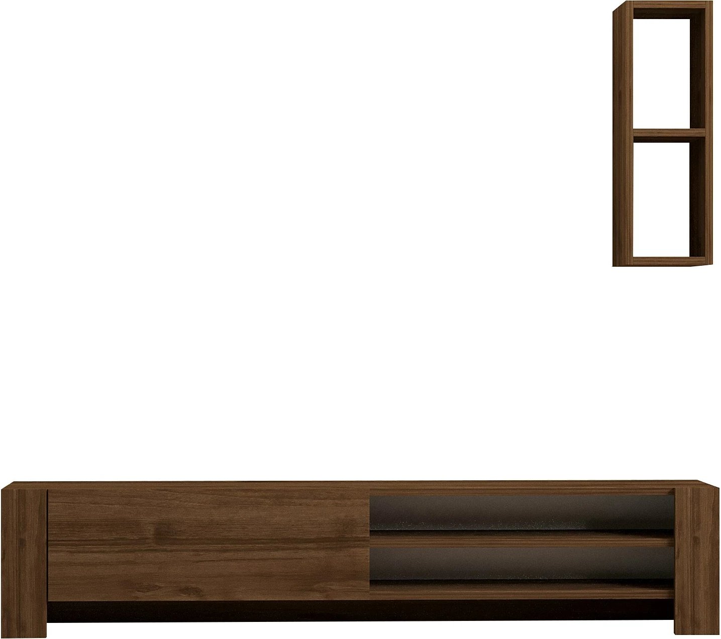 Komodë TV Skye Decor, ngjyrë arre, me rafte dhe raft muri, Naz