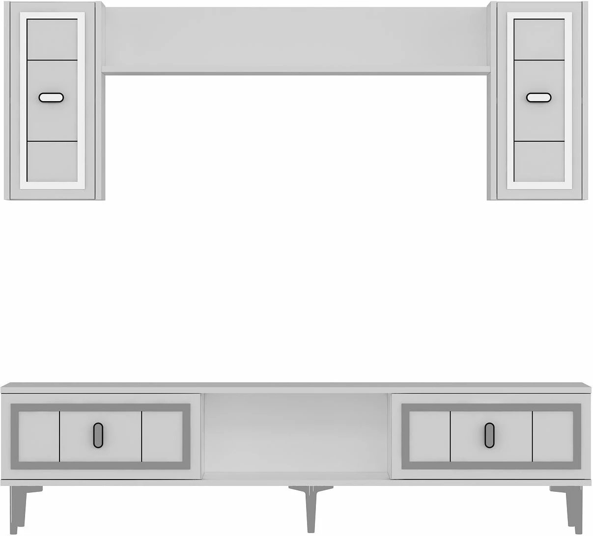 Komodë TV Skye Decor, e bardhë, argjend