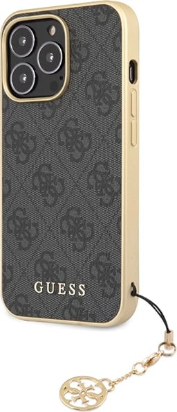 Mbështjellës Guess 4G Charms për iPhone 14 Pro, gri