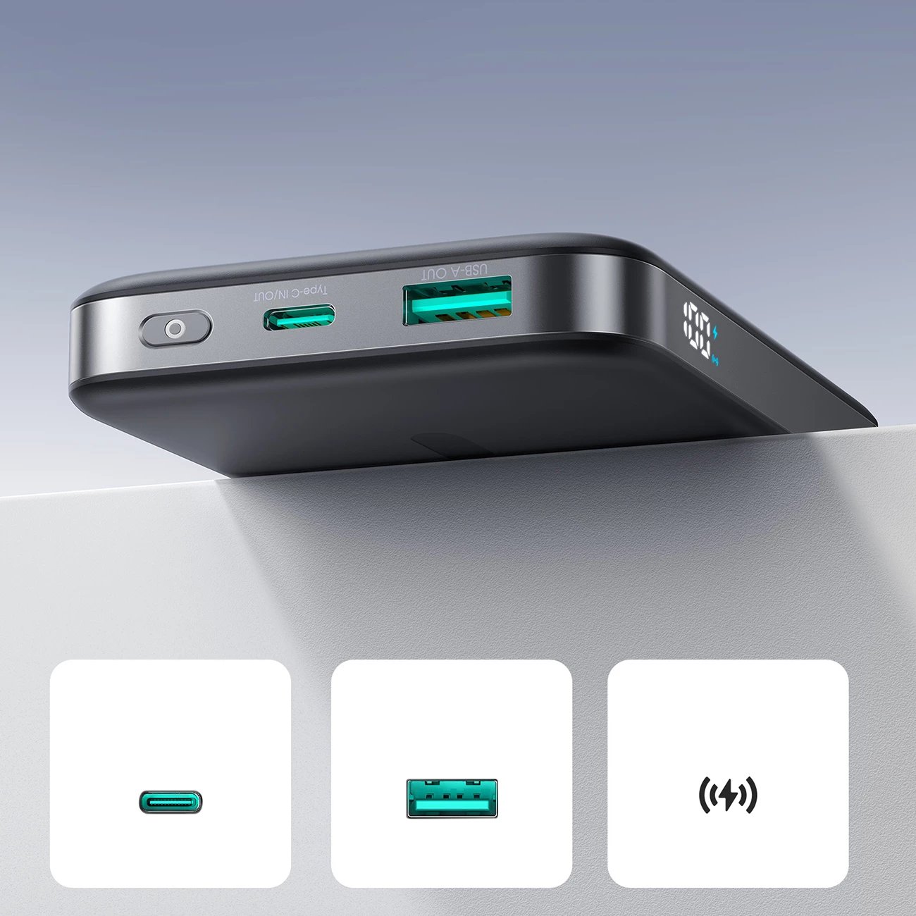 Powerbank Joyroom JR-PBM12, 10000mAh, 22.5W, MagSafe, Qi2, me ring base, e zezë