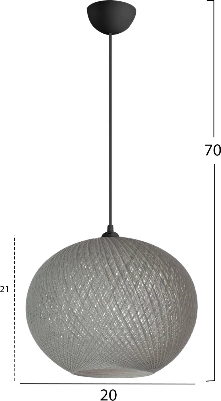 Llambë varëse tavani sferike, litar i thurur, gri, FH7626.01 Llambë varëse tavani sferike, litar i thurur, gri, FH7626.01