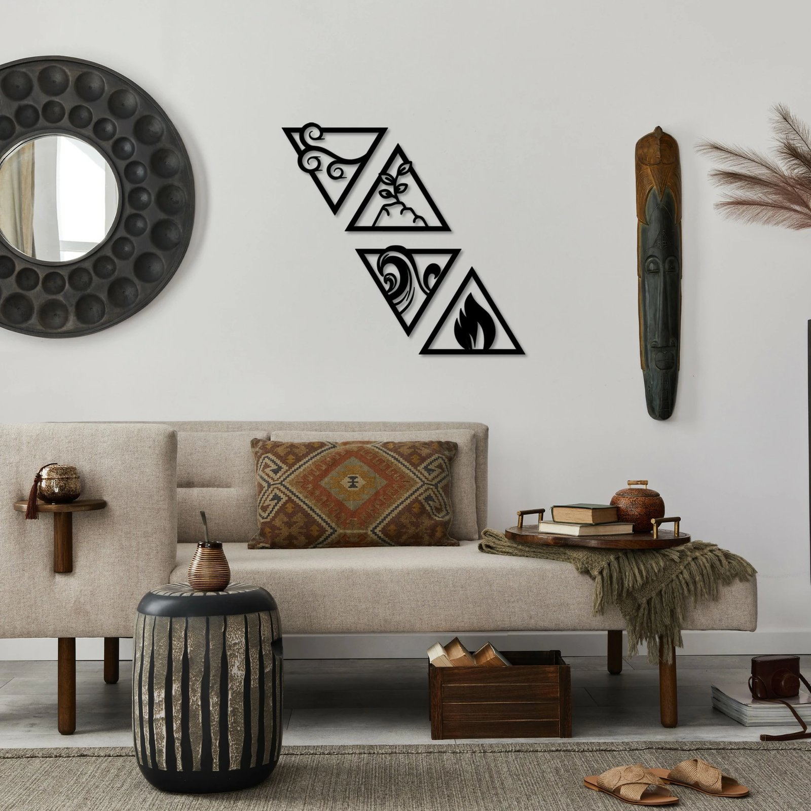 Aksesor dekorativ metalik për mur Wallity, për elemente, 4 pjesë