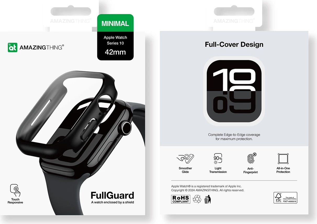 Mbështjellës AmazingThing Radix Glass për Apple Watch 42mm, i zi