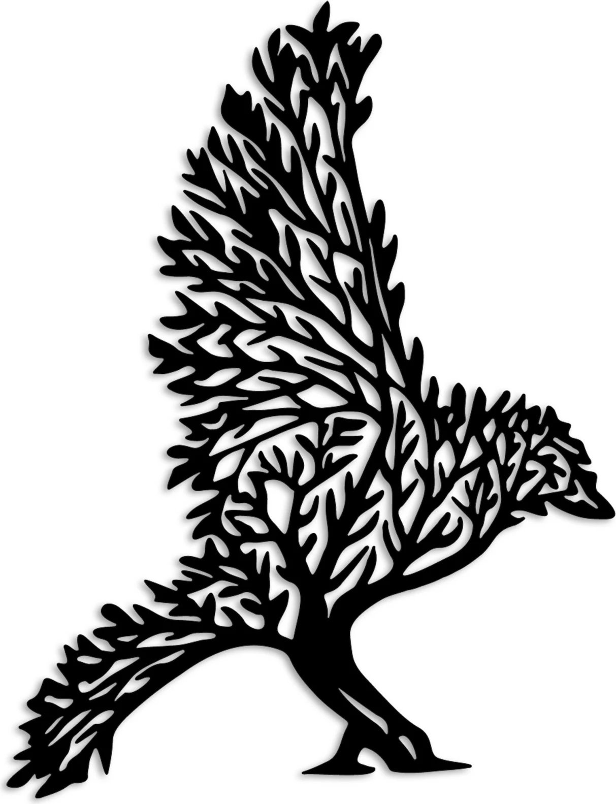 Aksesor dekorativ metalik për mur, korb, Wallity, ngjyrë e zezë, 55x42cm