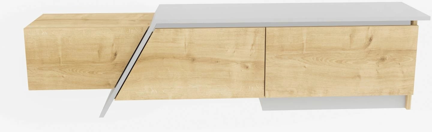 Komodë TV Skye Decor, ngjyrë lis safir, e bardhë, Zonas