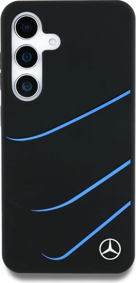 Mbështjellës Mercedes Silicone Contrasted Curves MagSafe për Samsung Galaxy S25, i zi