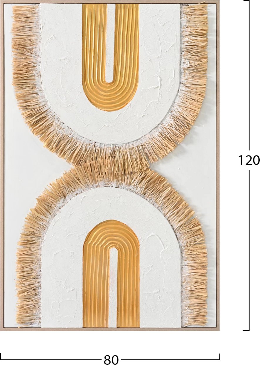 Pikturë muri 3D FH4537.01 me kornizë PS ngjyrë bezhë-kanavacë e bardhë-dorëpunuar 80x3.5x120 cm