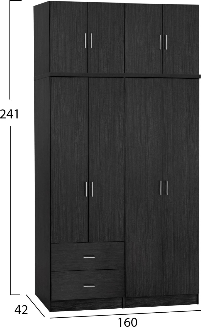 Set 4 pjesë Garderobë me katër fletë me papafingo Zebrano 160x42x241 FH11355.01