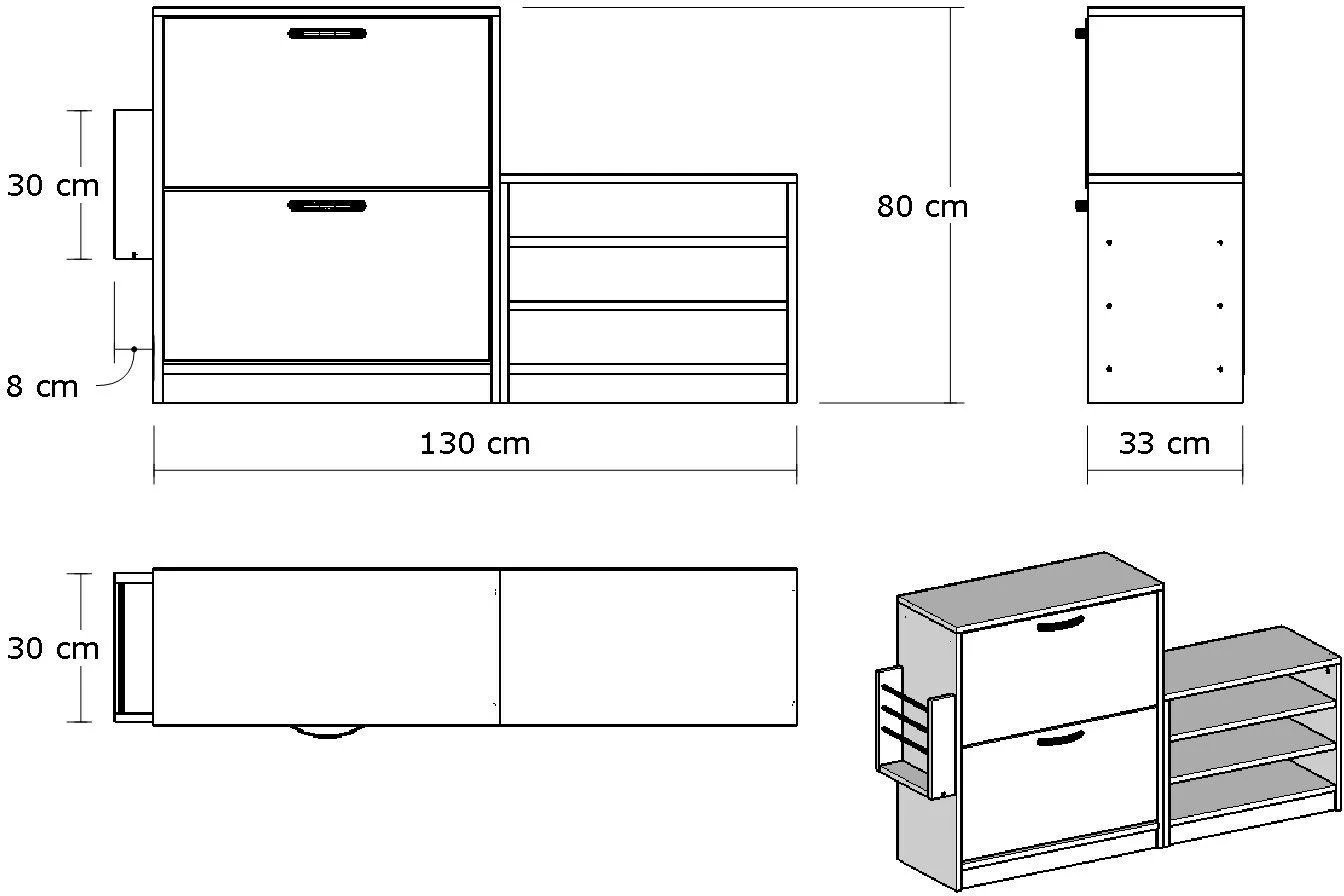 Dollap për këpucë Skye Decor, ngjyrë e bardhë, modern
