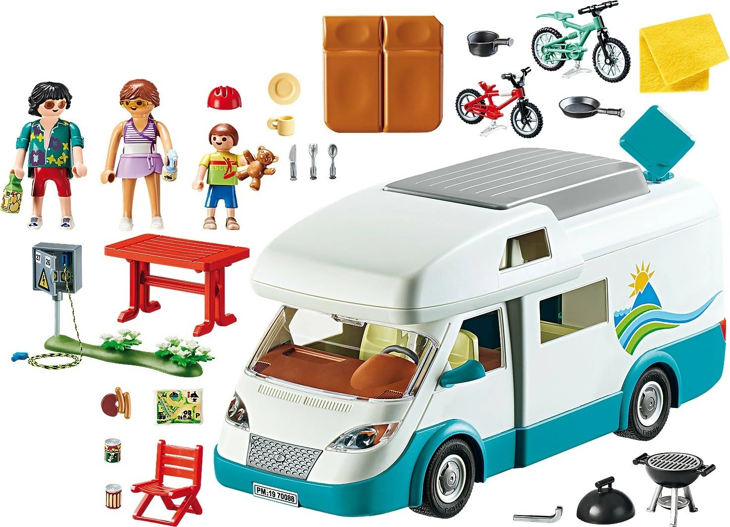 Set lodrash Playmobil Family Fun 70088, makinë kampingu me figura dhe aksesorë