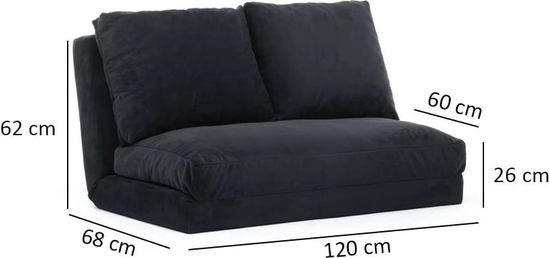 Divan-krevat 2 vendesh Atelier del Sofa, Taida, ngjyrë e zezë