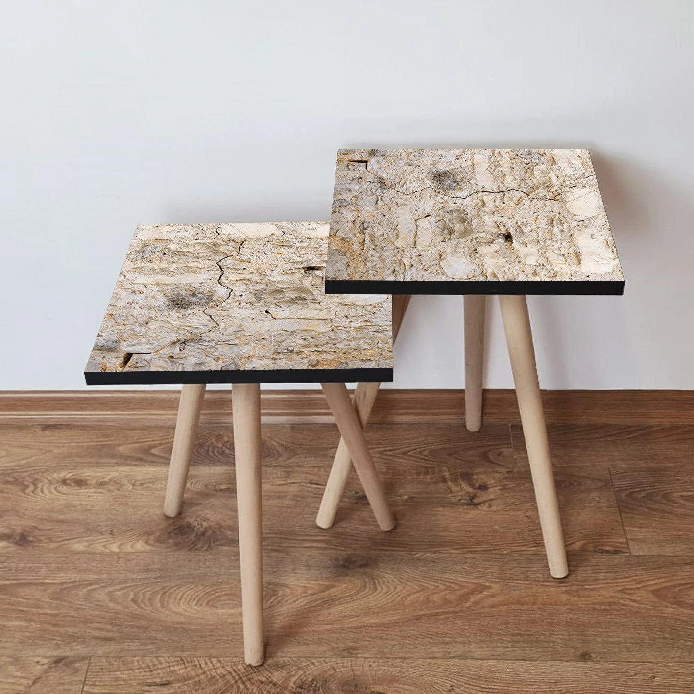 Set tavolinash ndihmëse të mbivendosura, 2 copë, Skye Decor, bezhë, 2Shp67