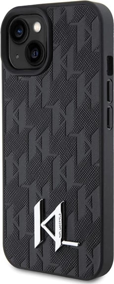 Mbështjellës Karl Lagerfeld KLHCP15SPKLPKLK për iPhone 15/14/13 6.1", lëkurë, i zi