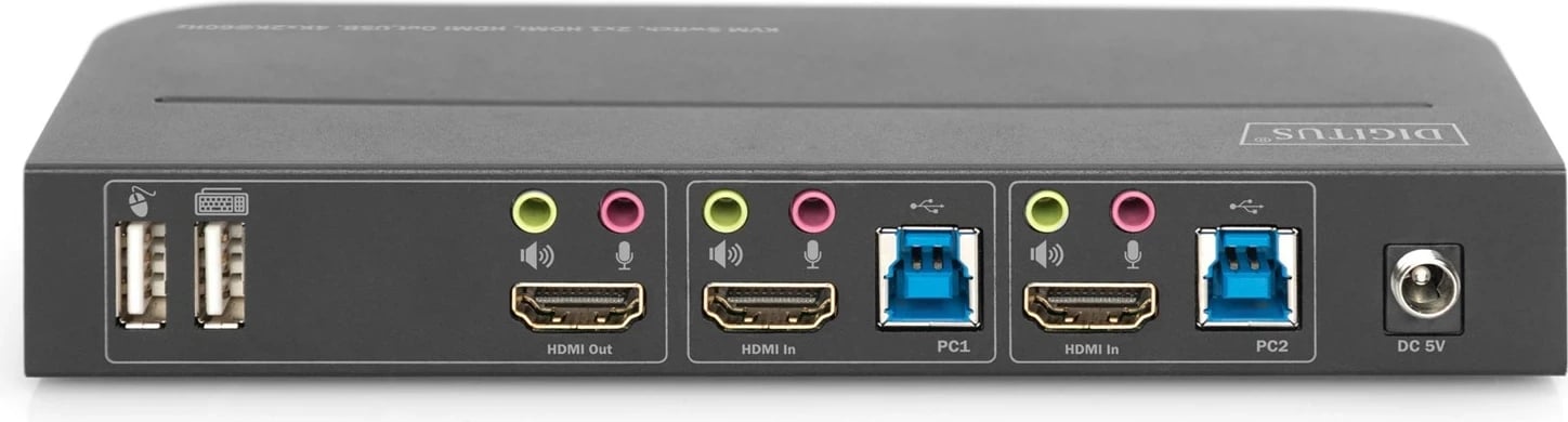 Switch DIGITUS DS-12874, 2x1 HDMI, HDMI Out, USB, 4Kx2K@60Hz, Zi