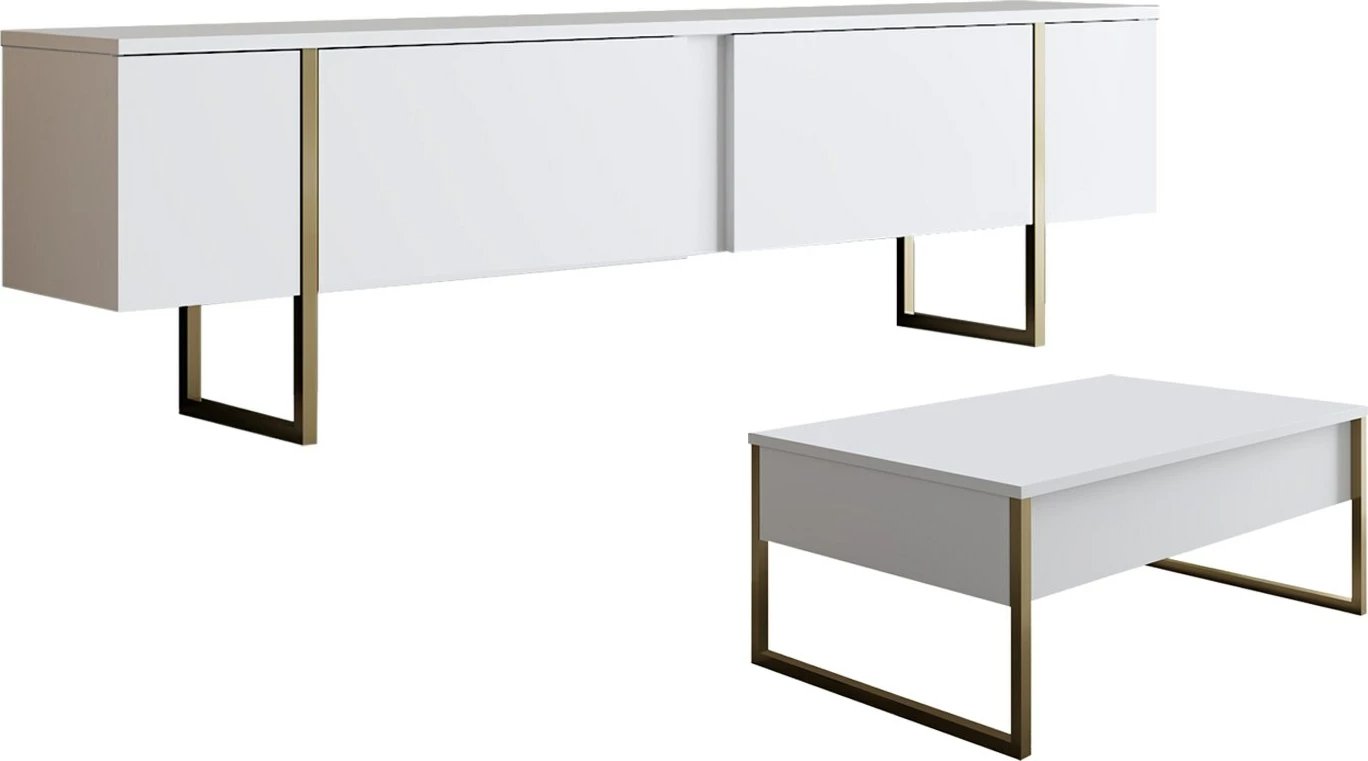 Set mobiljesh për dhomë dite, Luxe, e bardhë dhe ari