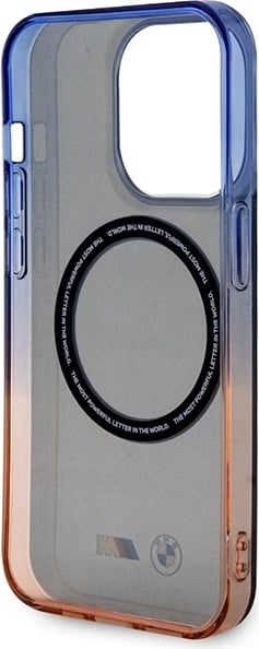 Mbështjellës BMW Gradient Bumper MagSafe për iPhone 14 Pro 6.1", gri/portokalli/blu