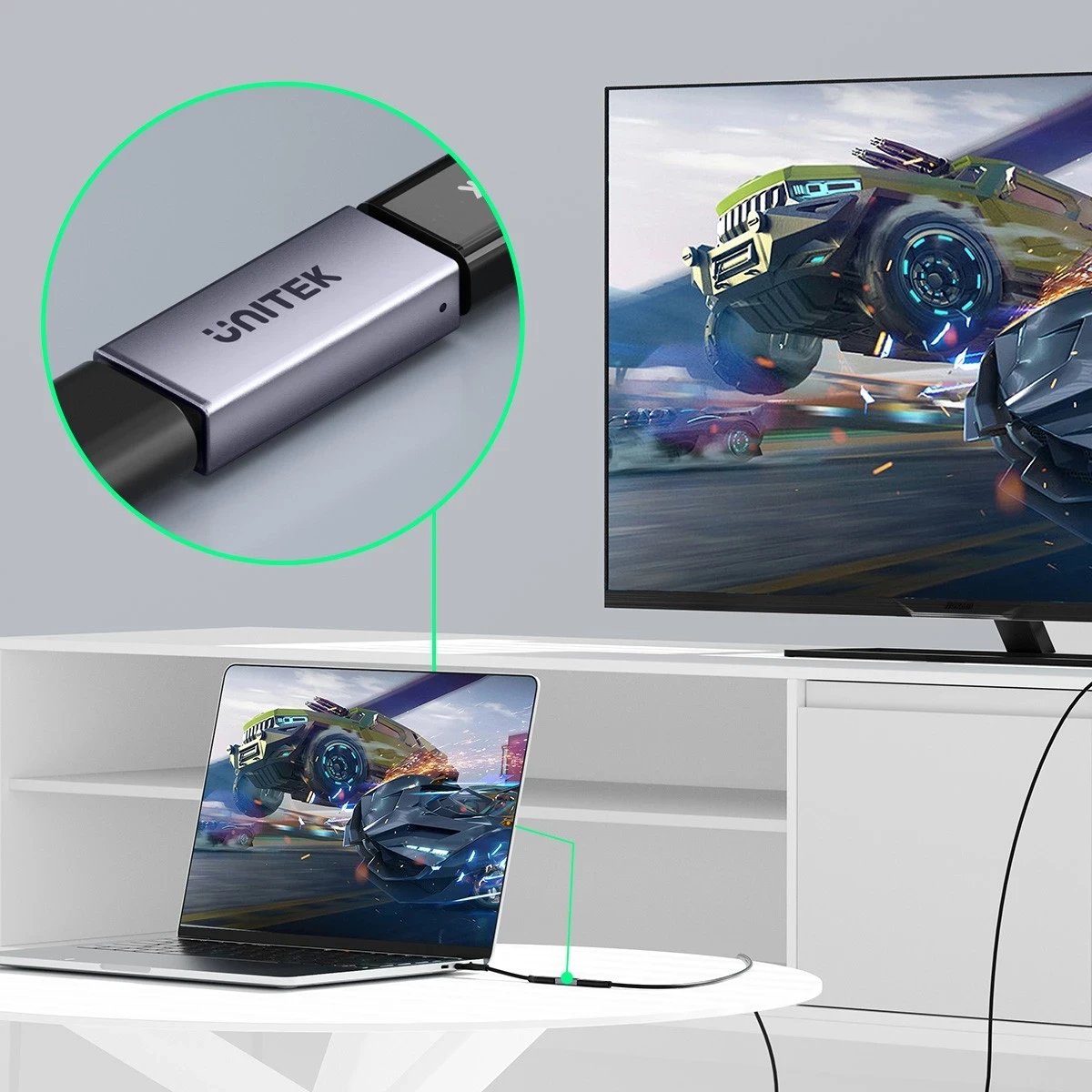 Lidhës Unitek USB-C(F) - USB-C(F) 8K 40Gbps 240W, ngjyrë argjendi