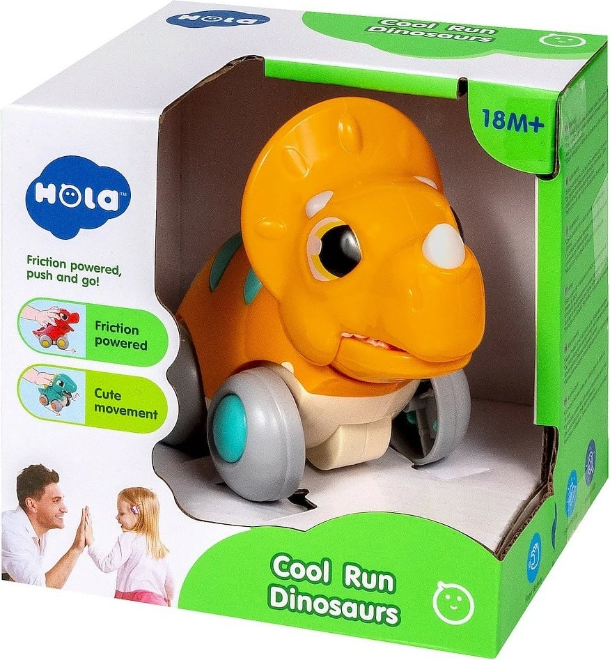 Lodër dinosauri me rrota Smily Play E7968D, plastikë, krem, portokalli, gri, tyrkiz