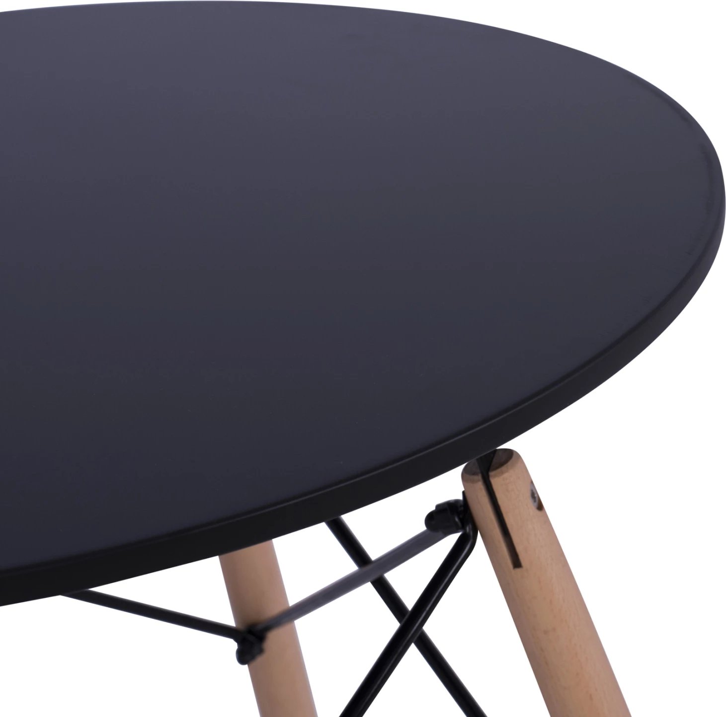 Tavolinë ngrënieje rrethore minimaliste, FH0060.02, sipërfaqe MDF, ngjyrë e zezë, këmbë druri ahu, Φ60x72H cm Tavolinë ngrënieje rrethore minimaliste, FH0060.02, sipërfaqe MDF, ngjyrë e zezë, këmbë druri ahu, Φ60x72H cm