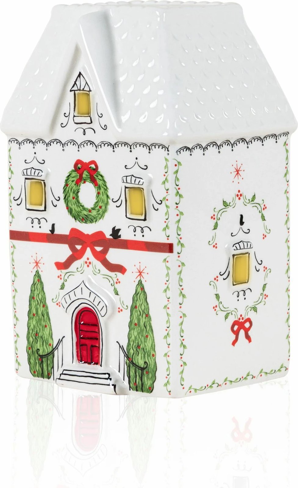 Objekt dekorativ Evila Originals, SUS0231, qeramikë, me dritë LED, ngjyrë e kuqe dhe e bardhë, 11x9x18cm