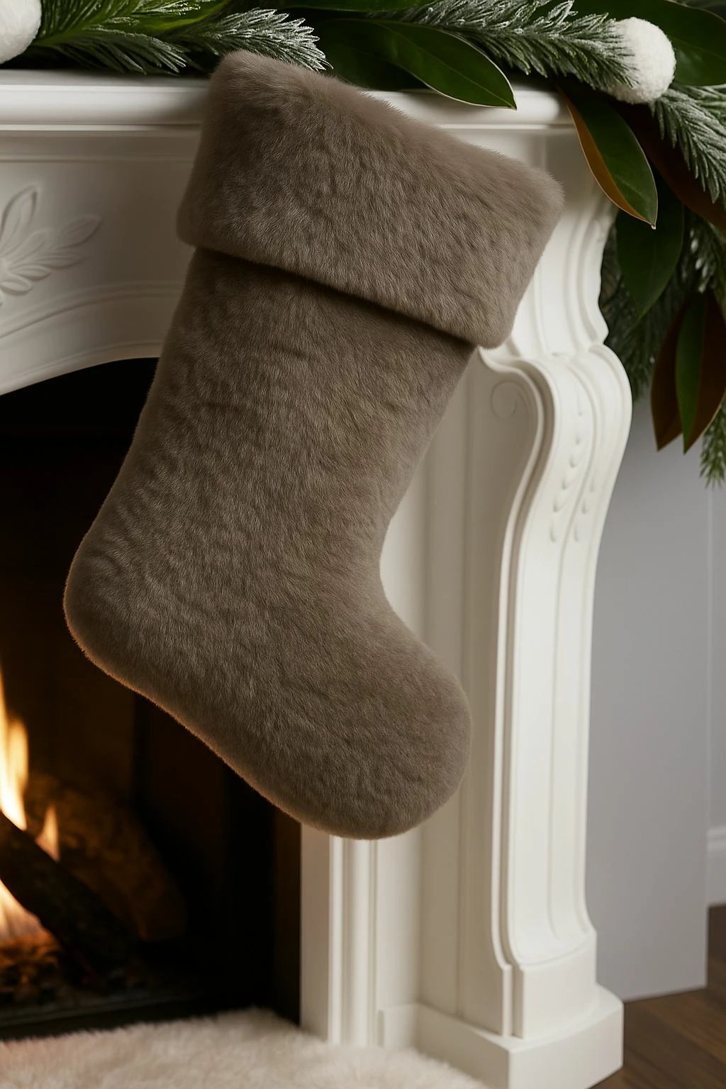 Çorape për Krishtlindje, pelush ngjyrë gri, Evila Originals