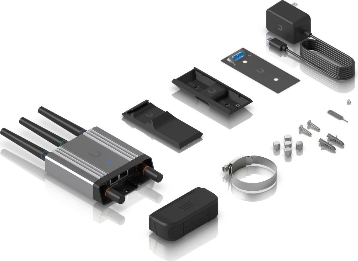 Router Ubiquiti UniFi Mobiler Router Industrial Cat 4 WiFi GPS PoE UMR-Industrial, Ngjyrë e zezë dhe gri