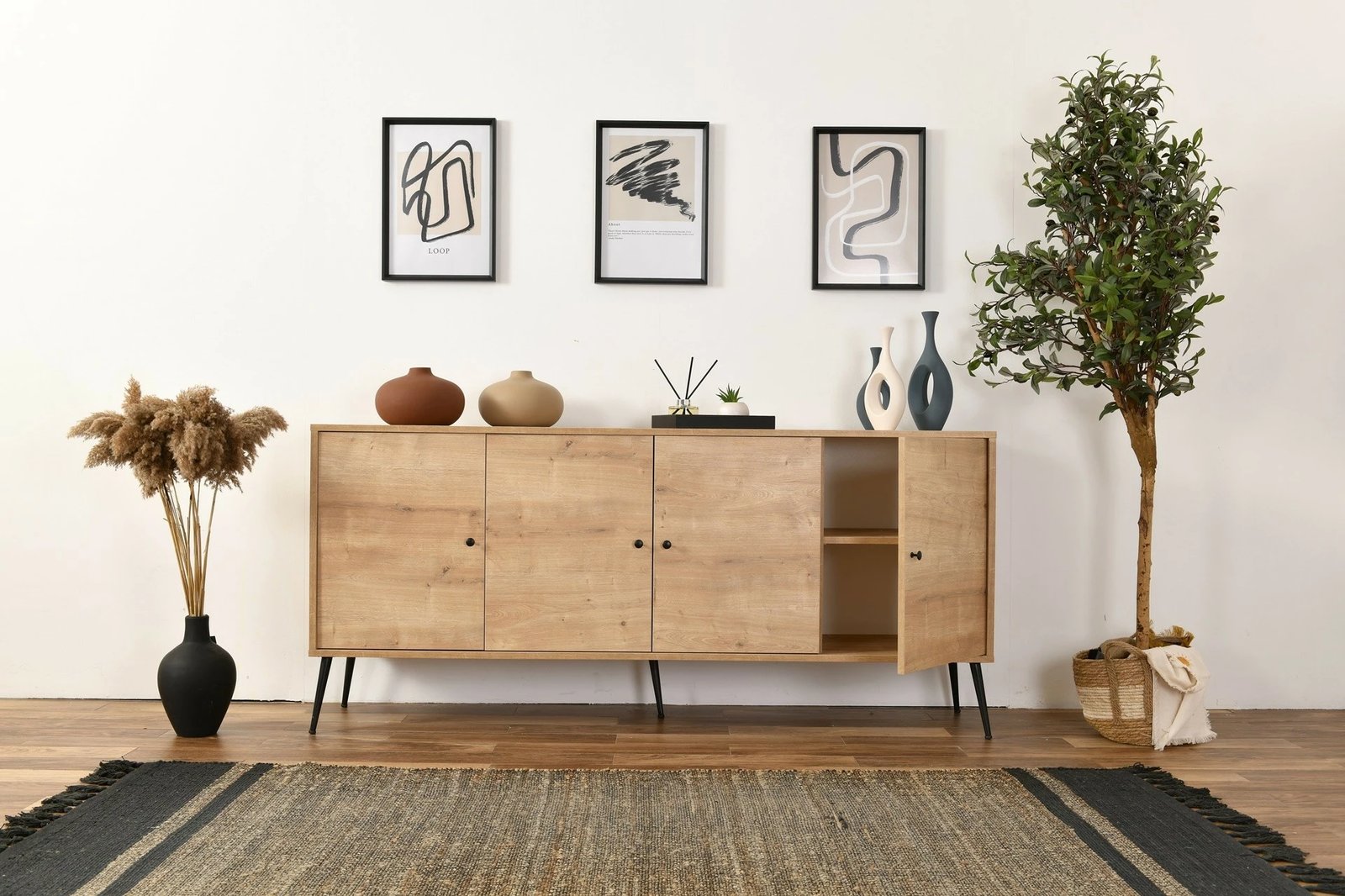 Konsolë Skye Decor, Calvin, ngjyrë lisi, v2