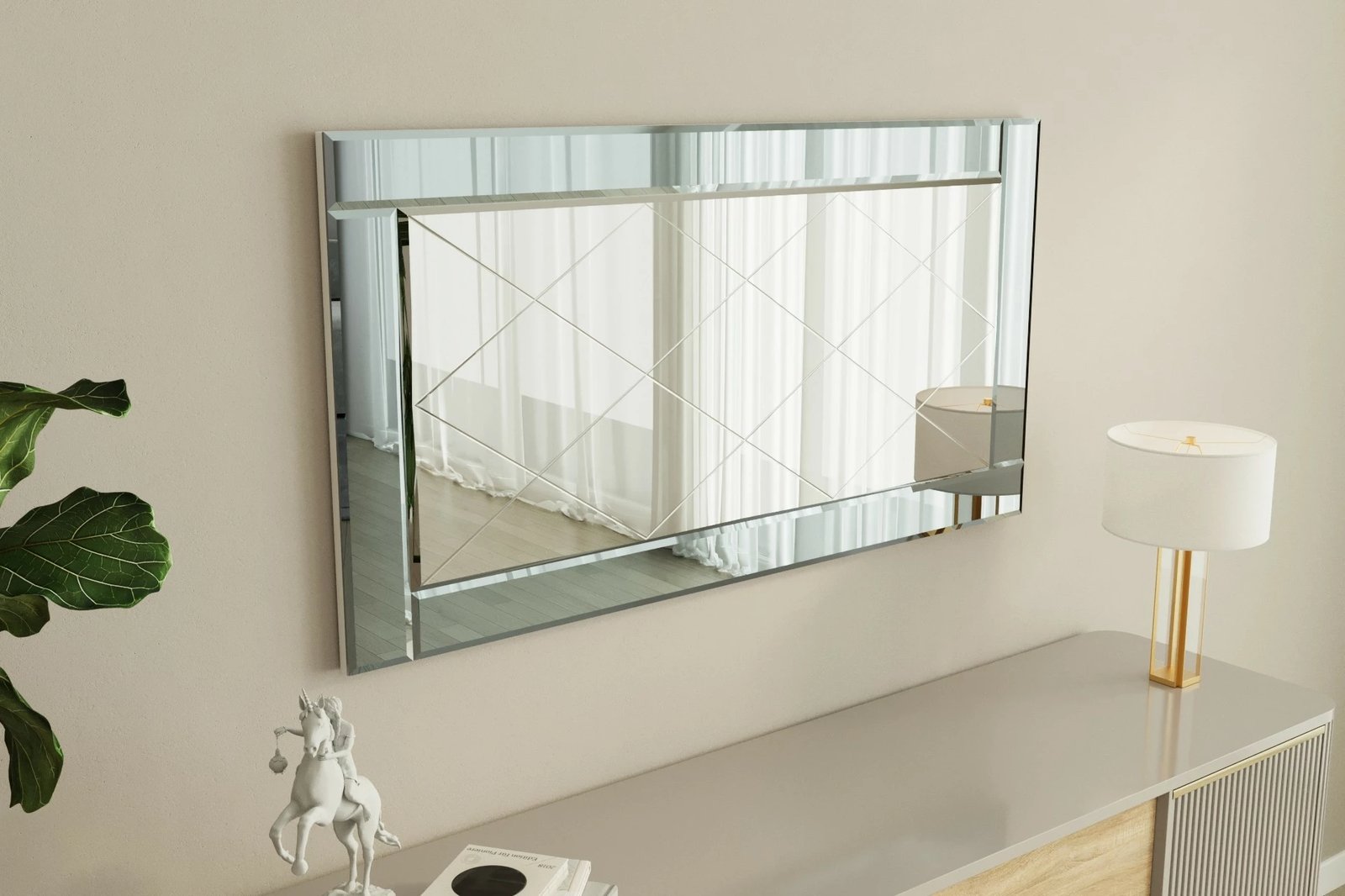 Pasqyrë dekorative, ngjyrë fume dhe e bardhë, Skye Decor, 60x120cm