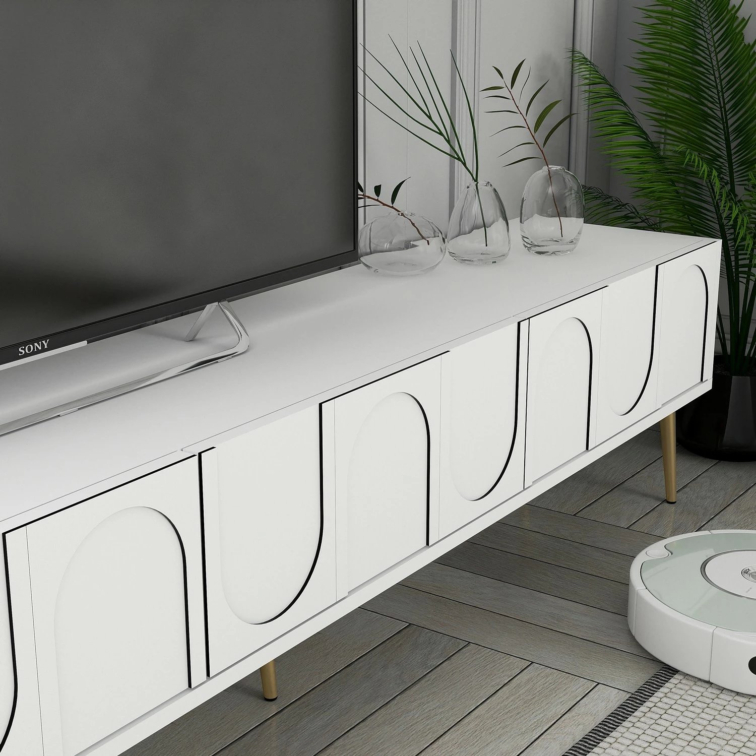 Komodë TV Hanah Home, Lyon 43, e bardhë, e artë